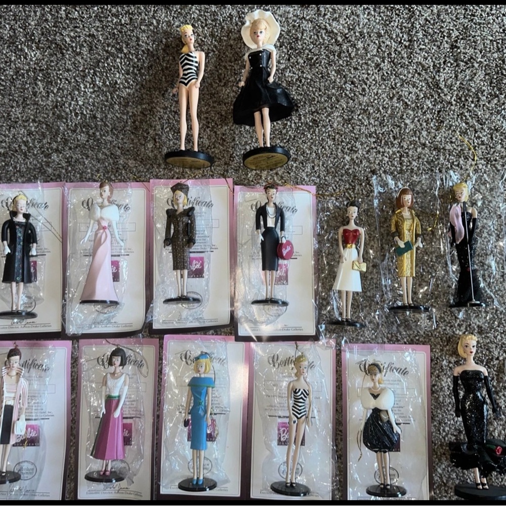 Barbie Doll Ornament Set of 12 Ashton Drake Collection Holiday + 3 Danbury Mint